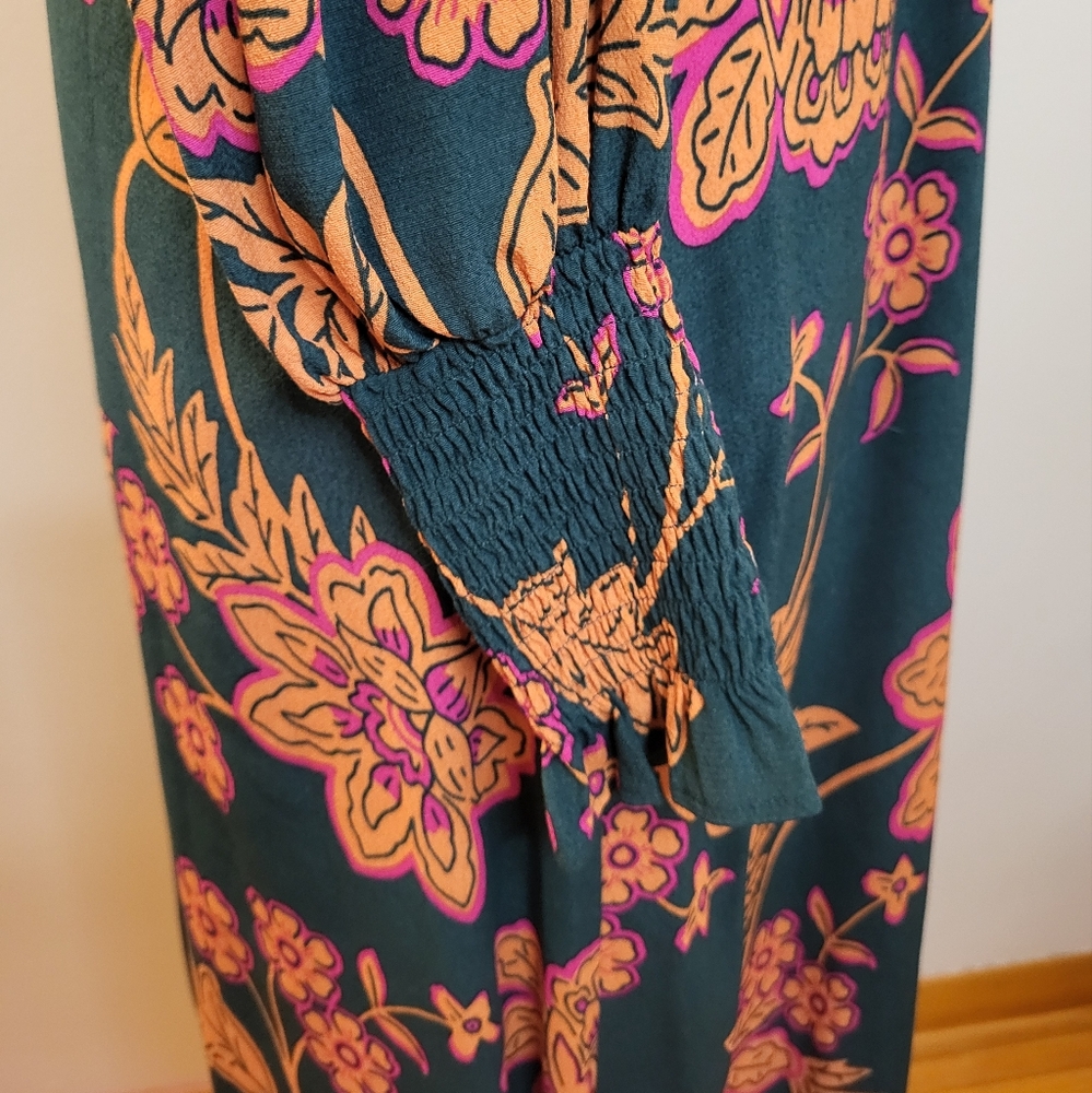 Boden Long Sleeve Floral Print Midi Dress Size 10 - Picture 4 of 8